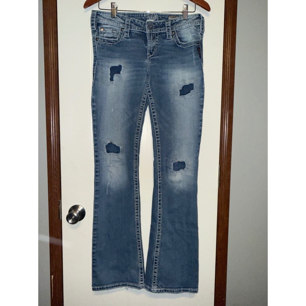 Silver Jeans Pioneer Bootcut Distressed Denim W29 L33 Medium Wash Y2K Western